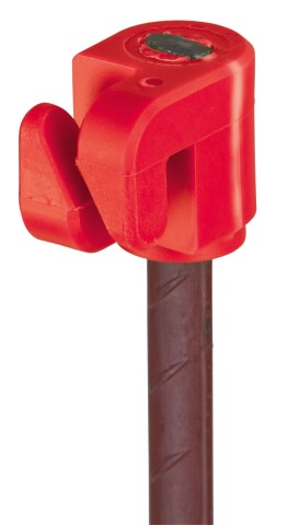Toppisolator röd oval fjäderstålstolpe 25-p