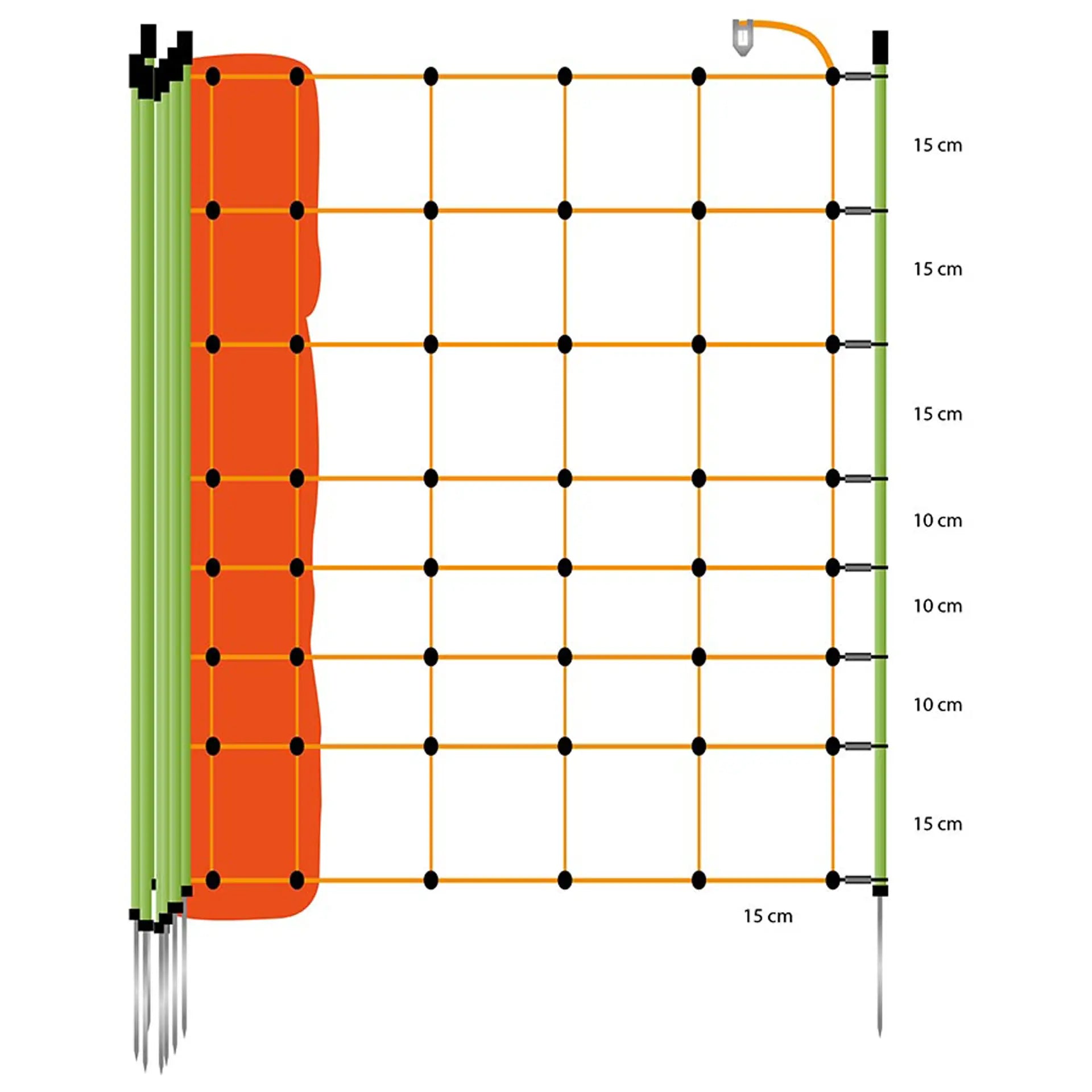Gallagher EuroNetz Fårnät- med enkel spets 90 cm × 50 m