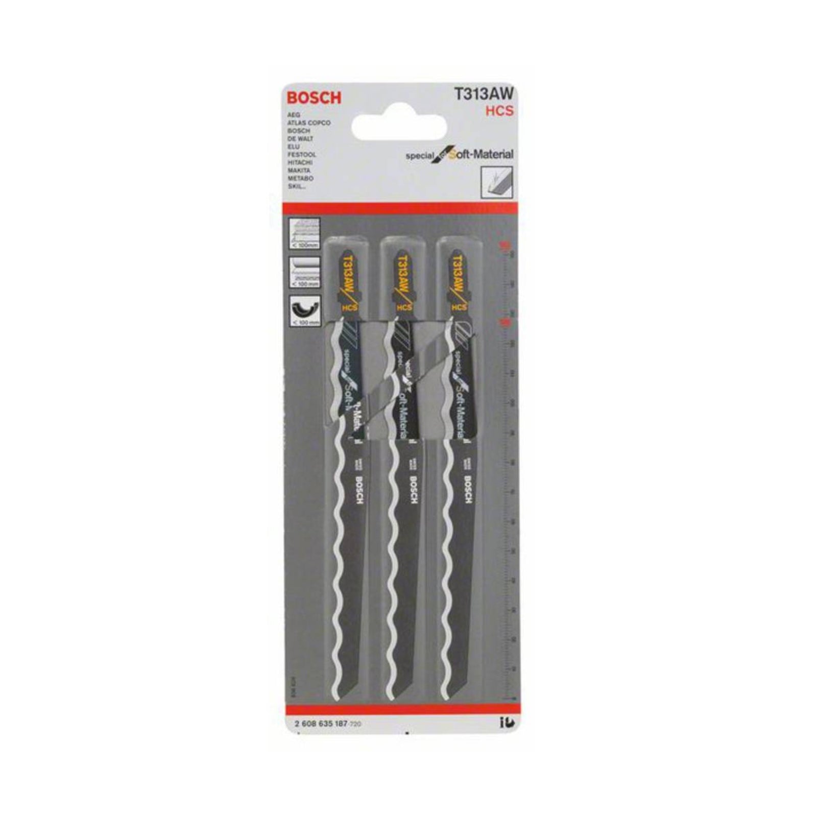 Bosch Sticksågsblad för stallmatta – 152 mm, T-fäste (3-pack)