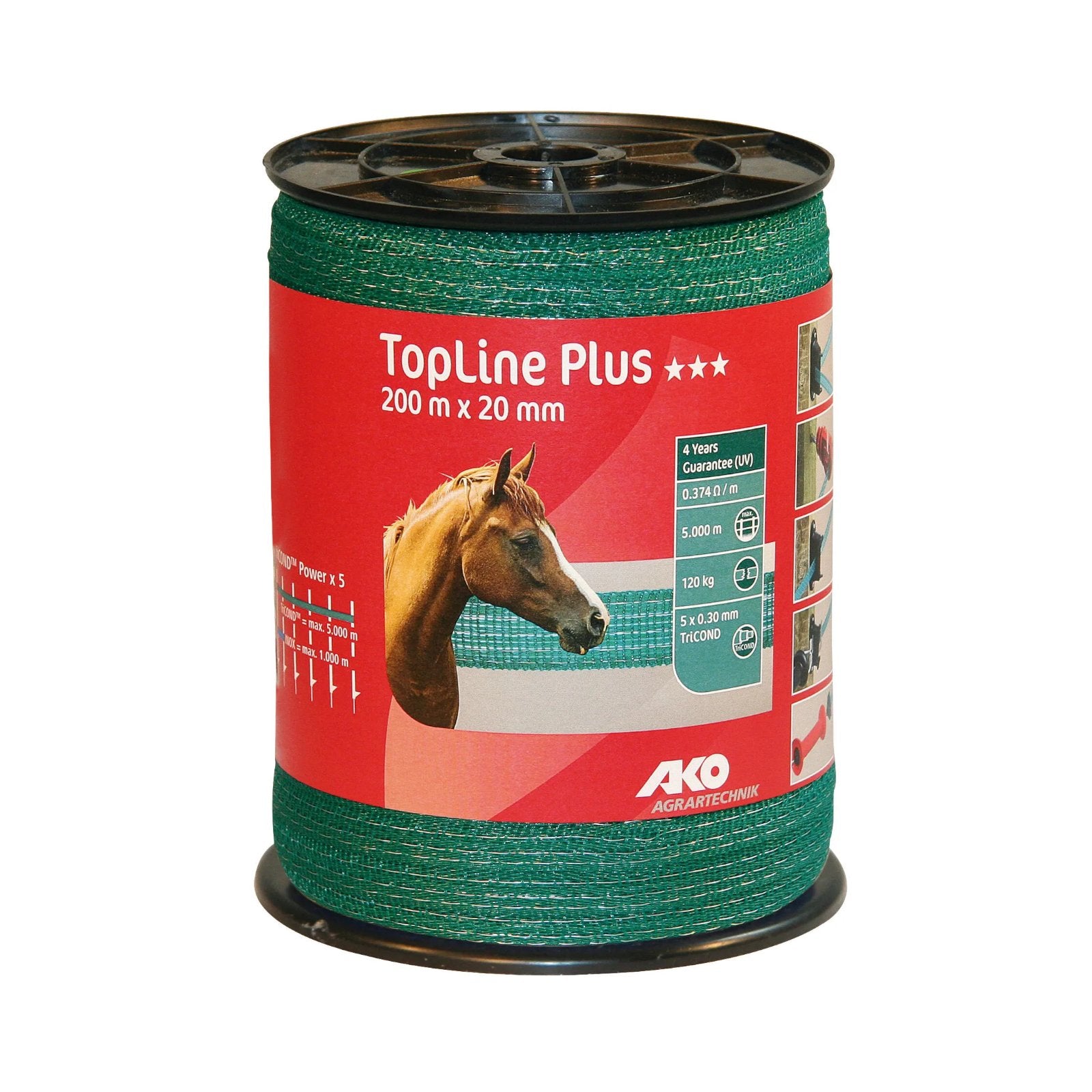Elband TopLine Plus 20 mm Grön – 200 m för elstängsel