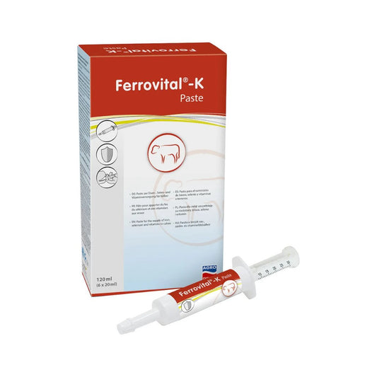 Ferrovital-K pasta med järn, selen och vitaminer för nyfödda kalvar i portionerad injektor