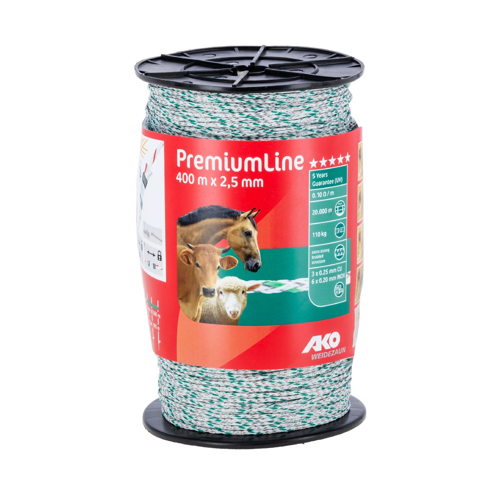 Premium Ultra Polywire 2,5 mm – högledande eltråd för långa stängsel 400 m