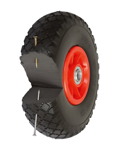 Stödhjul skottkärra