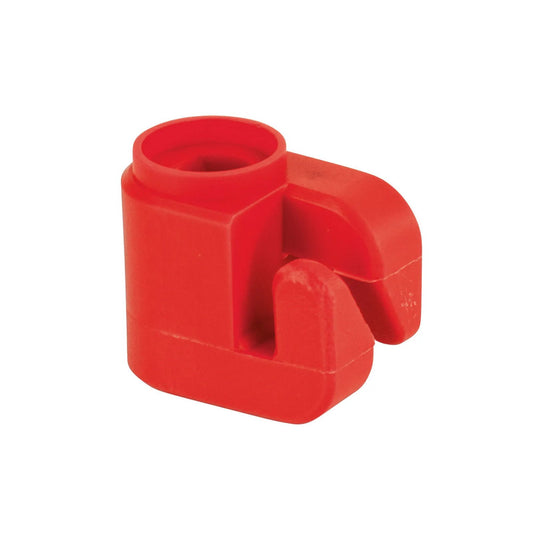 Toppisolator röd för oval fjäderstålstolpe i 50-pack med clip-on