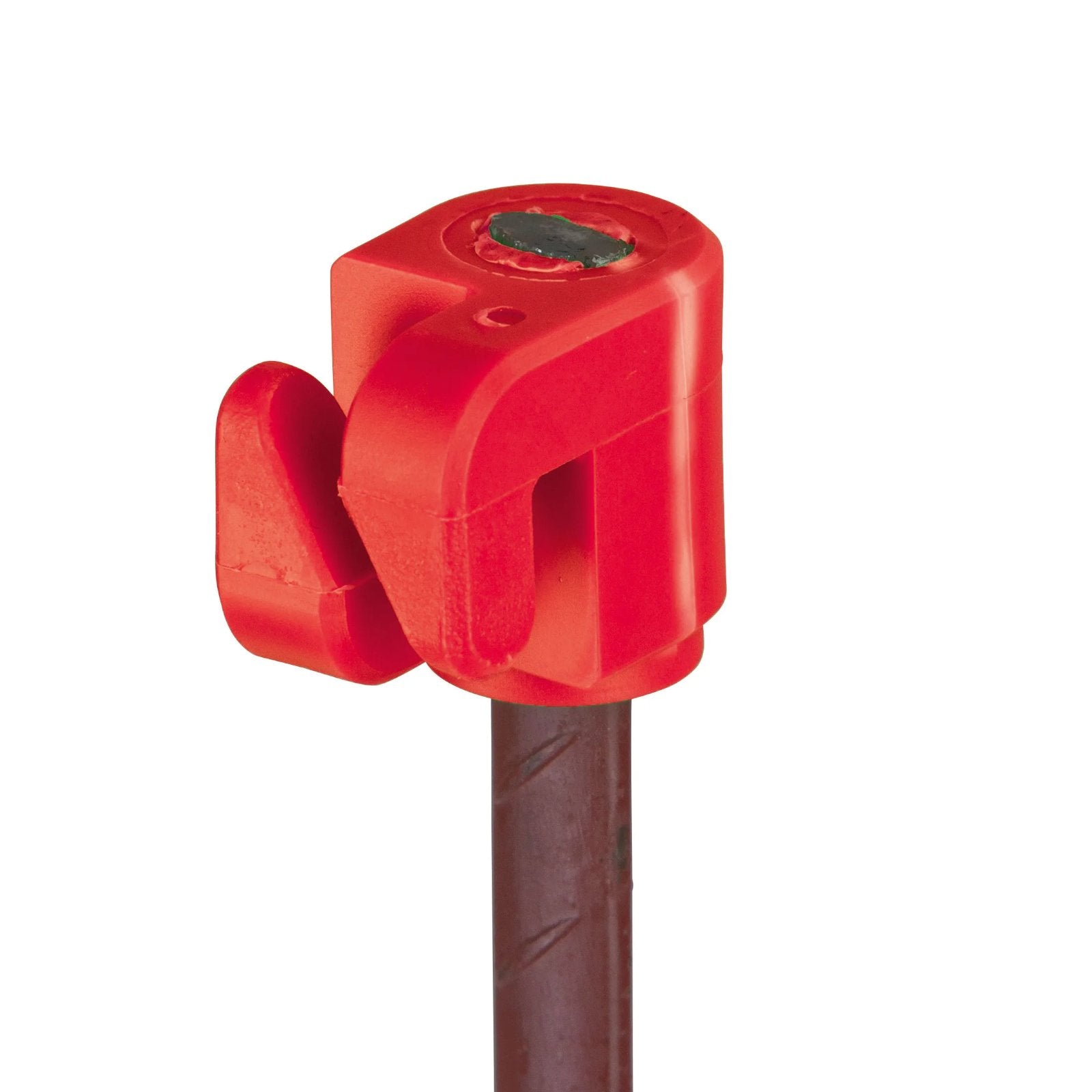 Toppisolator röd för oval fjäderstålstolpe - 50-pack med clip-on