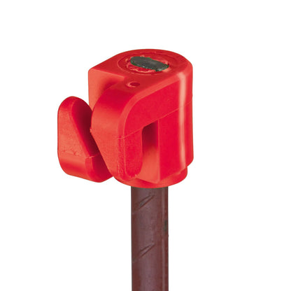 Toppisolator röd för oval fjäderstålstolpe - 50-pack med clip-on
