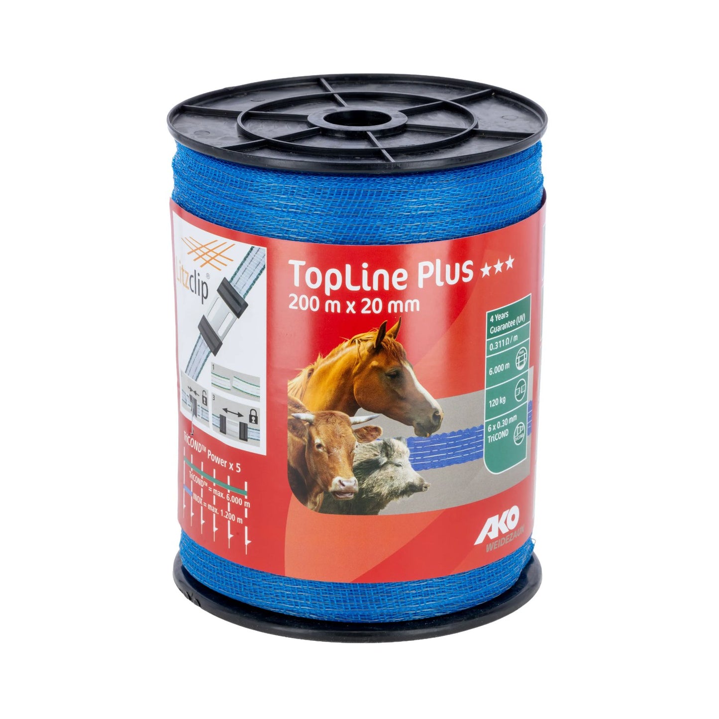 Elband TopLine Plus 20 mm – 200 m Blå elstängselband