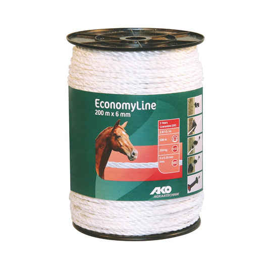 Elrep Economy Line vit 6 mm i 200 m och 500 m för mindre elstängsel