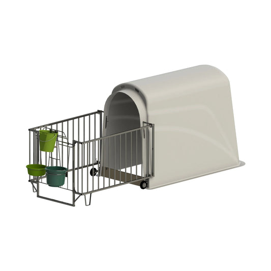 Kalvhydda Premium Plus stor kalvhydda i GRP med stängsel och extra höjd