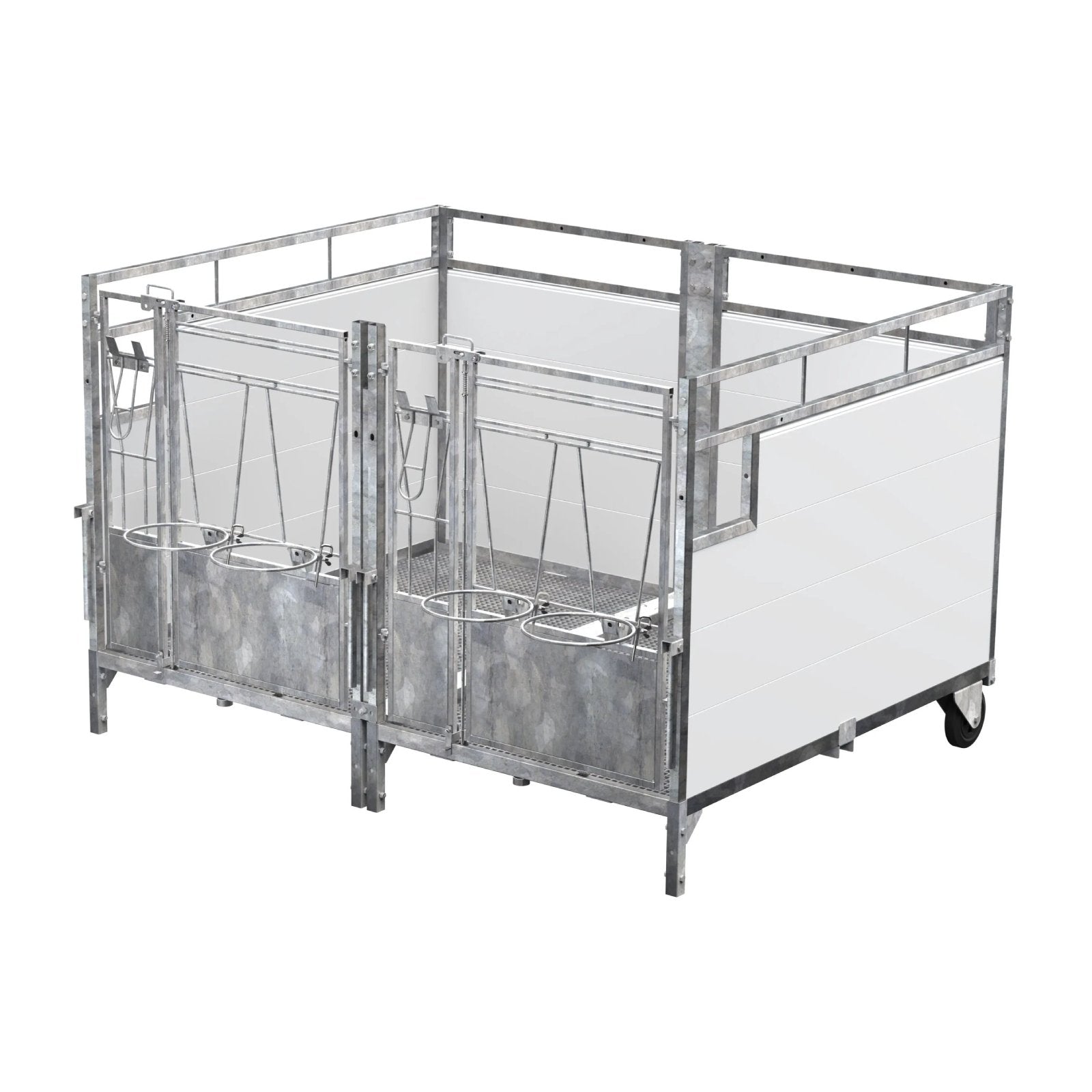 Double Calf Box kalvbox med metallram, GRP-golvrist och PVC-väggar för två kalvar
