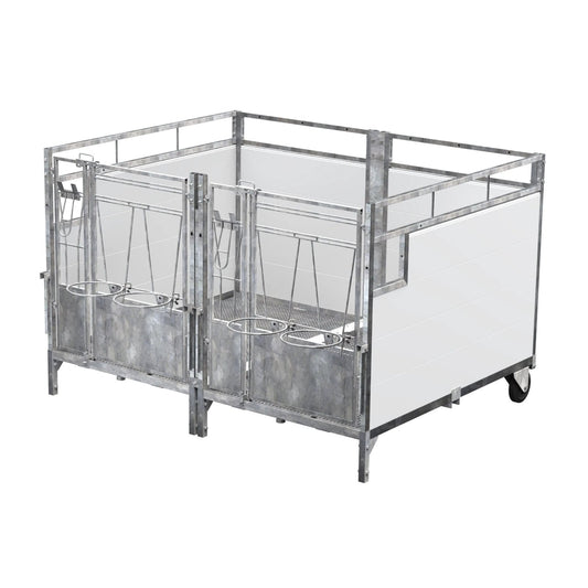 Double Calf Box kalvbox med metallram, GRP-golvrist och PVC-väggar för två kalvar