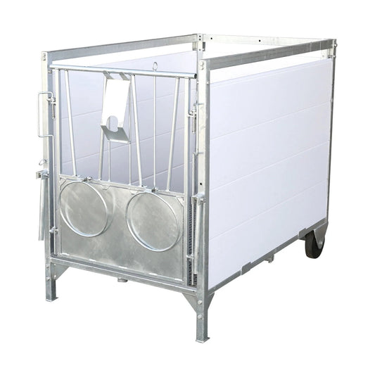 Calf Box small kalvbox med metallram, GRP-golvrist och PVC-väggar för individuell kalvhållning