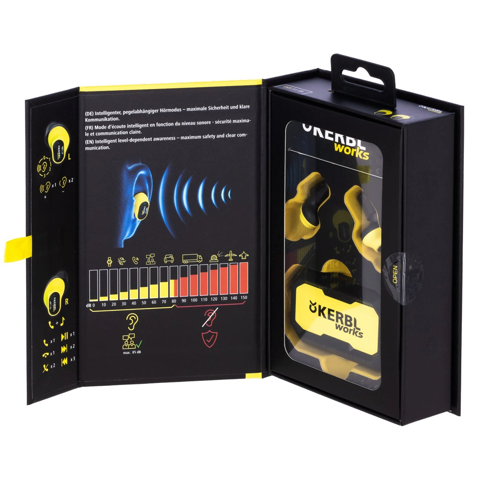 Kerbl Works Buds BT – Hörselskydd med Bluetooth och in-ear hörlurar i ett