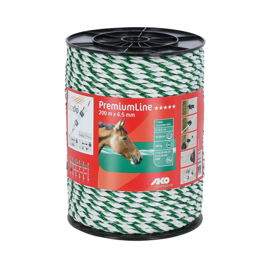 Elrep PremiumLine 6,5 mm Vit/Grön 200 m för elstängsel