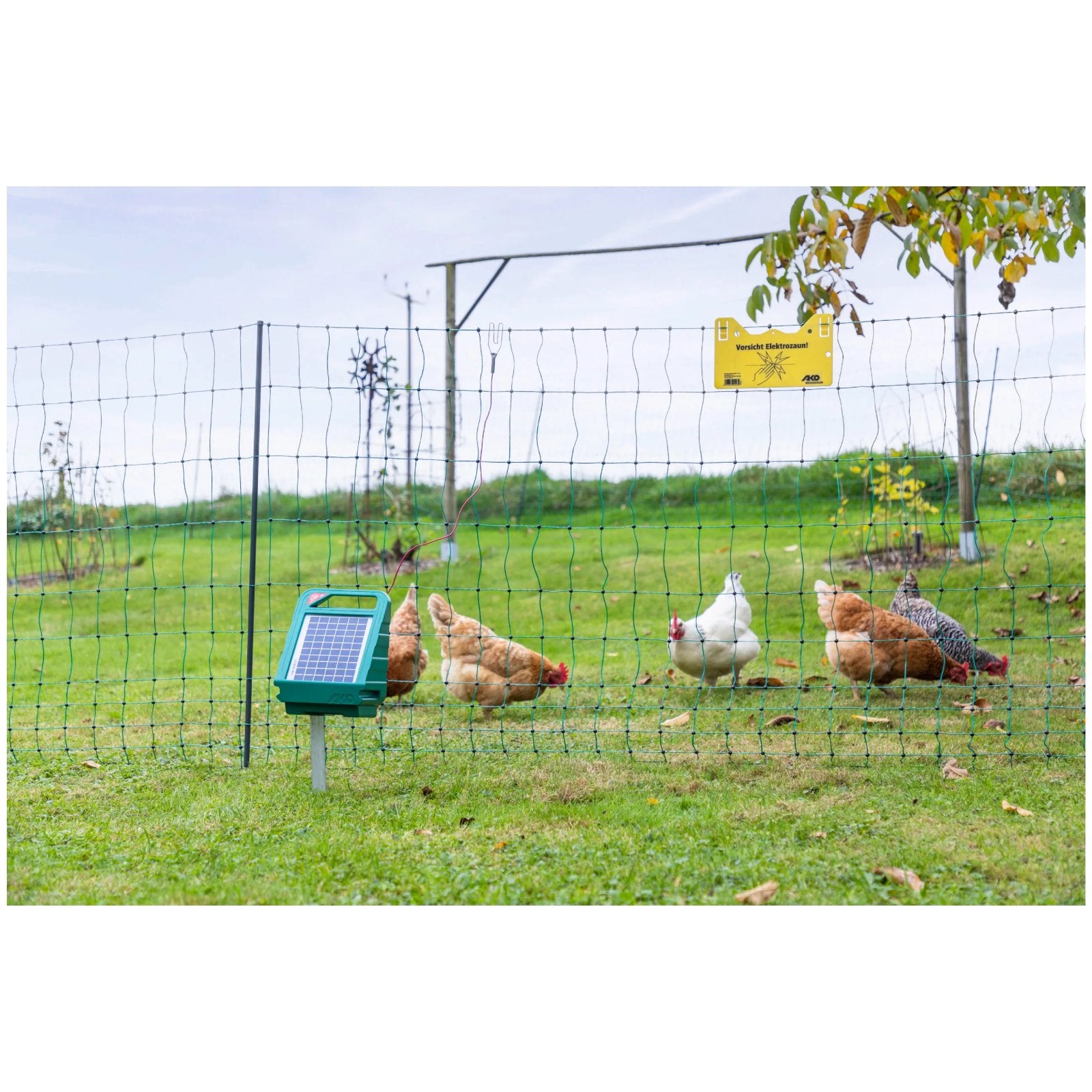 Kerbl/AKO PoultryNet All-In-One Kit Solar 50 m - Komplett elektrifierbart fjäderfänät