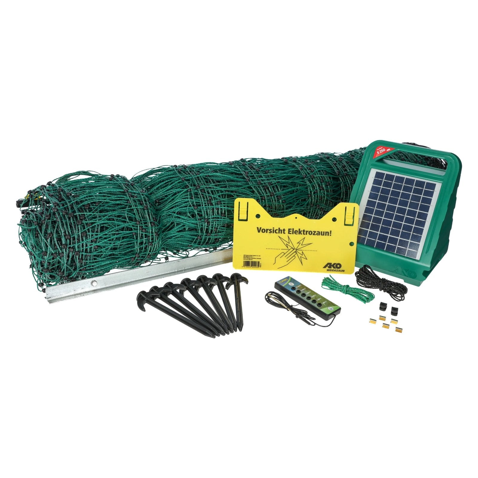 Kerbl/AKO PoultryNet All-In-One Kit Solar 50 m - Komplett elektrifierbart fjäderfänät