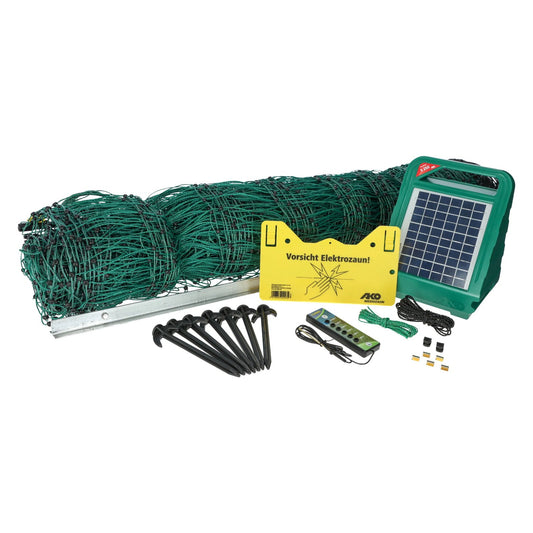 Kerbl/AKO PoultryNet All-In-One Kit Solar 50 m - Komplett elektrifierbart fjäderfänät