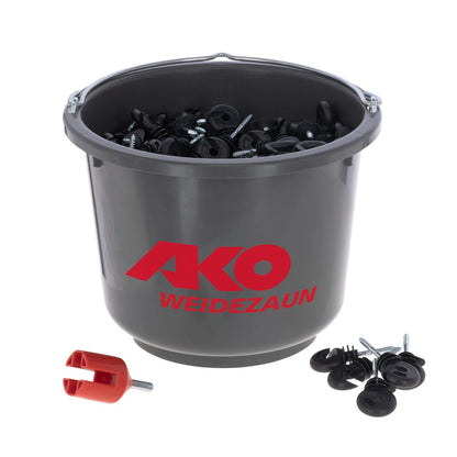 AKO ringisolator med metallkärna i 250-pack med återanvändbar hink för trästolpar